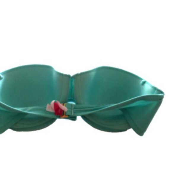 Victoria’s Secret Bikini Top 36C Aqua Strapless Push Up Swimwear Beach Bathing S - Picture 2 of 7